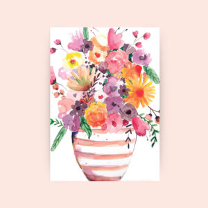 kleurrijke vaas met bloemen in aquarel