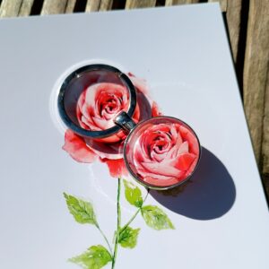 Sleutelhanger kunst aquarel gerecyclede wenskaarten aquarelkunst